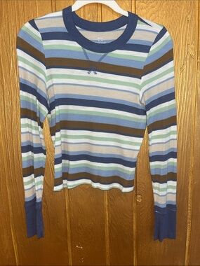 aerie Striped Waffle Knit Long Sleeve Tee